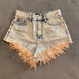 Urban Outfitters BDG Frayed High Rise Cheeky Denim Shorts Pink Size 26